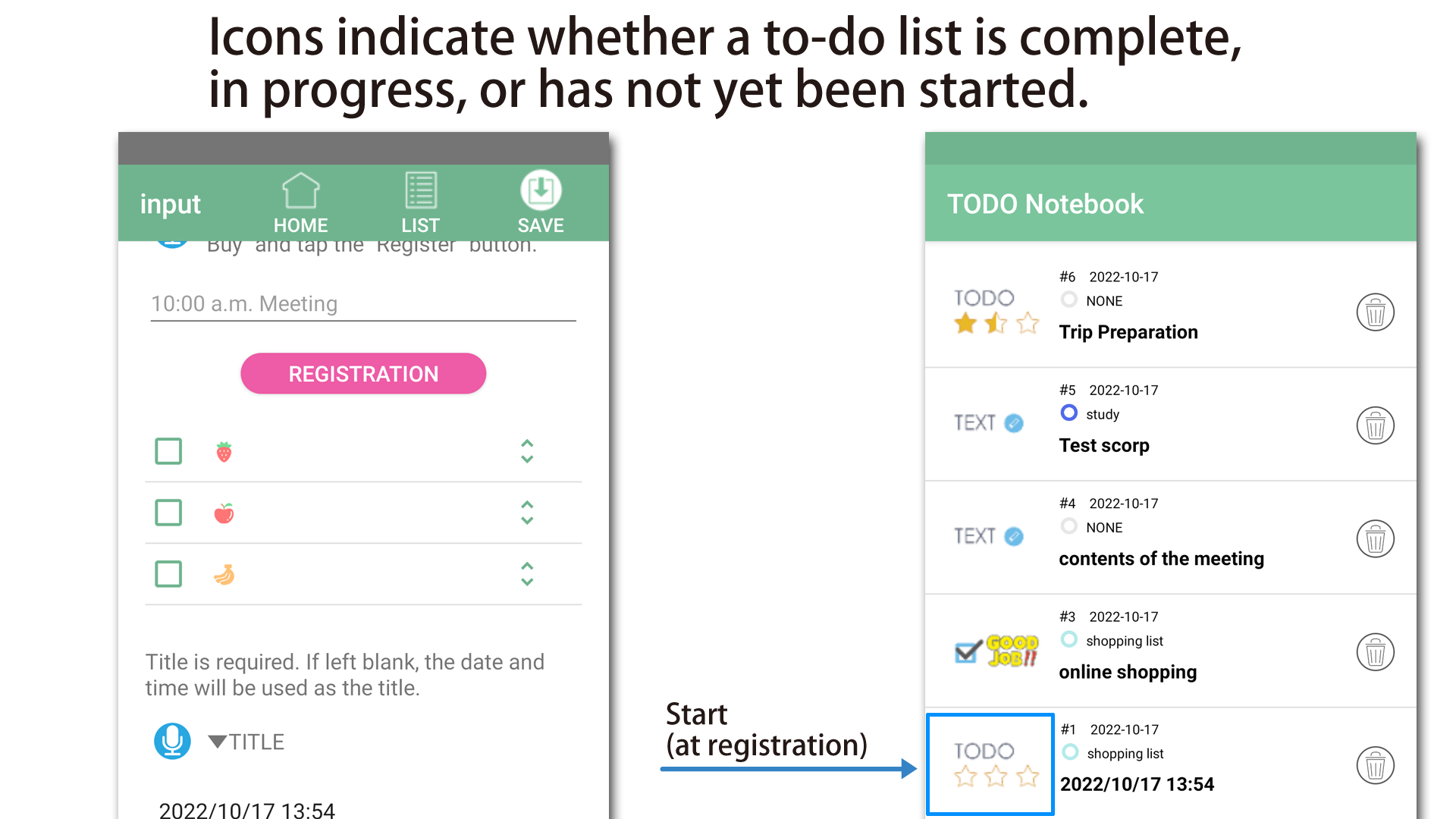 TODO progress status (start)