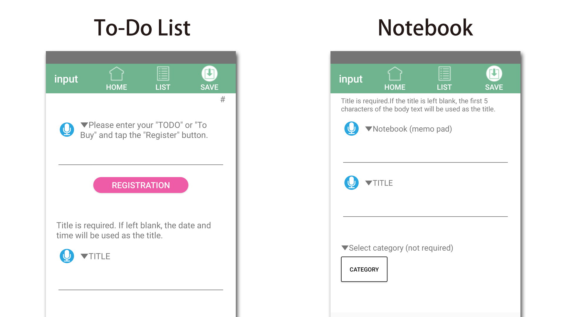TODO list and notebook (memo)