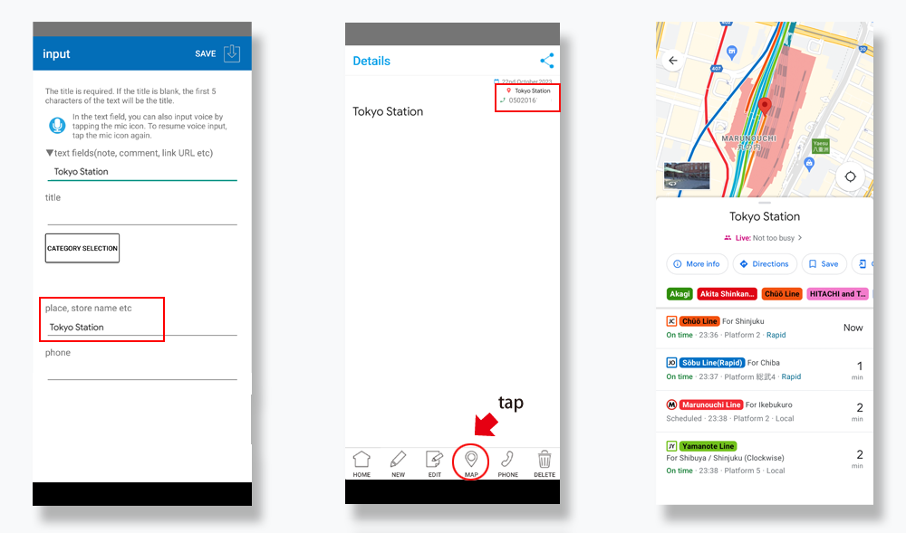 Integration with map and call apps