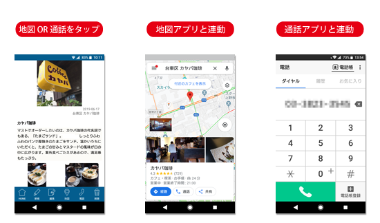 地図と通話のアプリとの連動