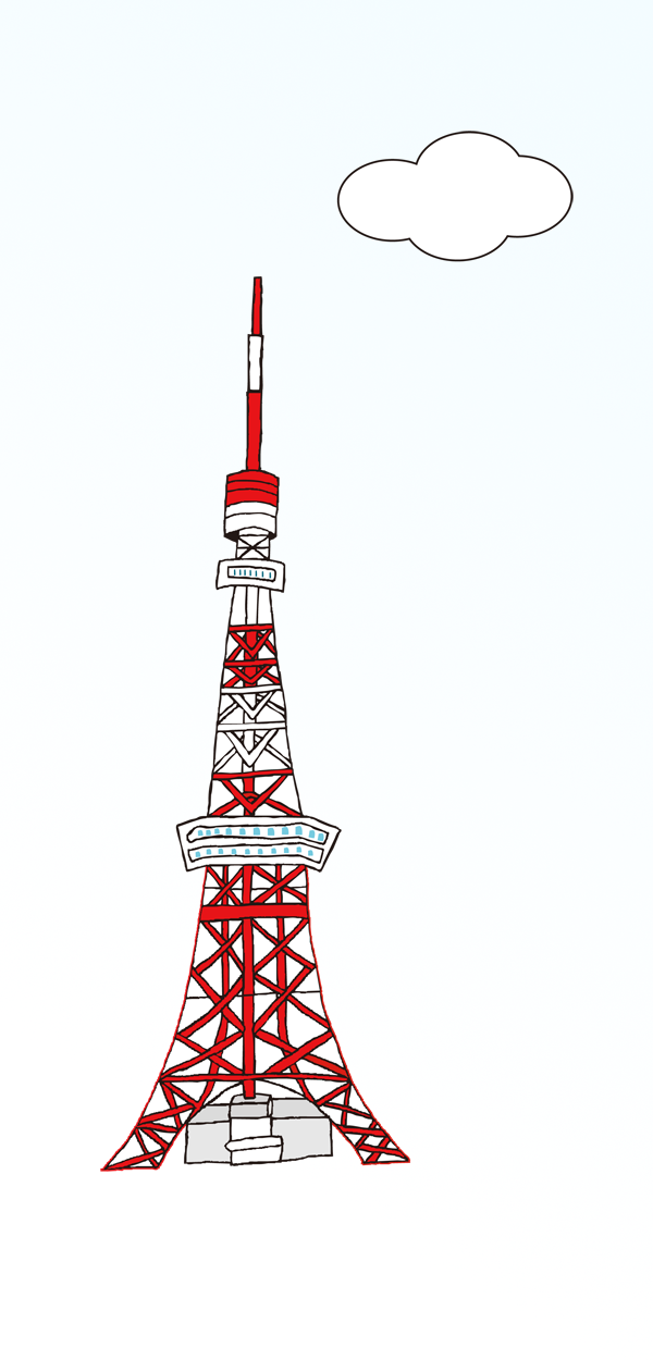 イラスト 手書き 東京タワー 